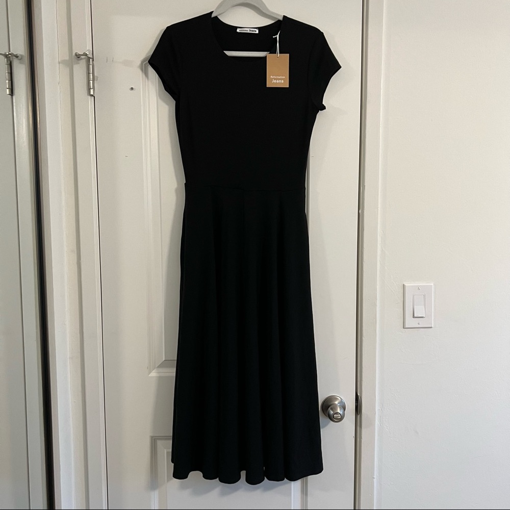 |Reformation| Black Midi Dress, M